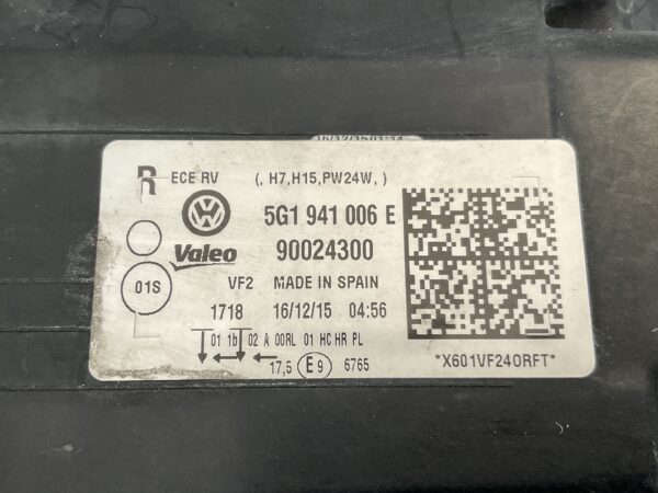 KOPLAMP VOLKSWAGEN GOLF 7 HALOGEEN 5G1941006E RECHTS VW-2841