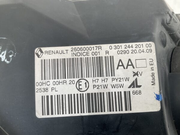 KOPLAMP RENAULT MEGANE 3 260600017R LINKS RE-320