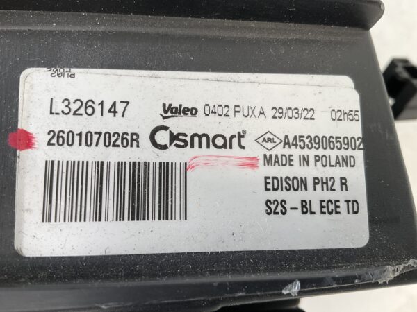 KOPLAMP VALEO SMART SMART FOURTWO A4539065902 RECHTS SM-4589